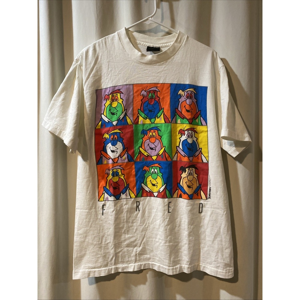 Vtg 1991 FLINTSTONES SINGLE STITCH HANNA BARBERA Fred Flintstone T Shirt L